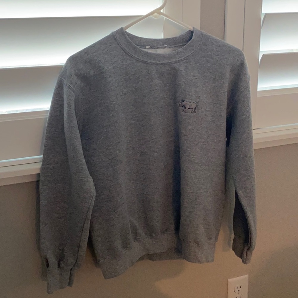 topshop grey crewneck embroidered rhino